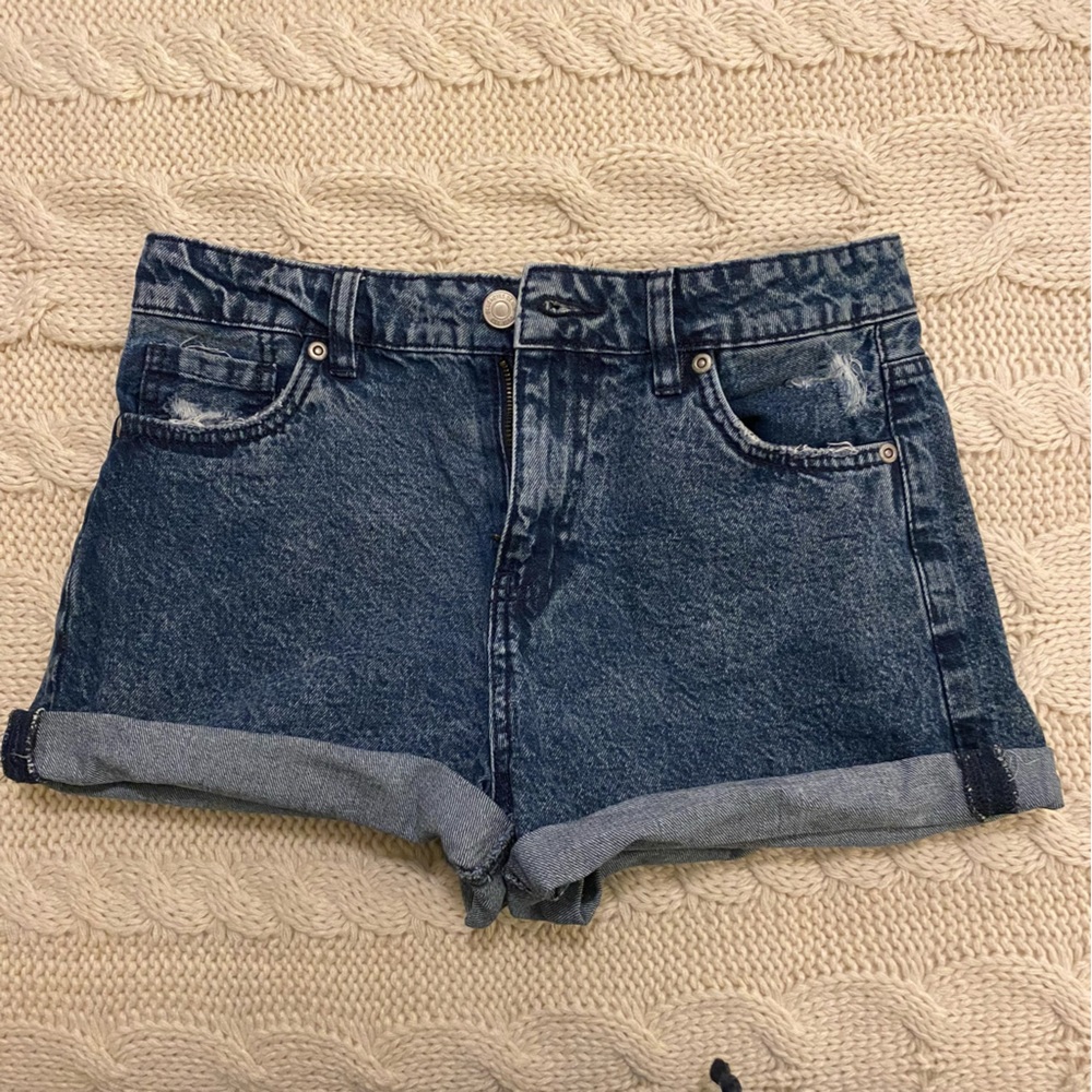 BLUENOTES ACID WASH DENIM SHORTS in DARK BLUE